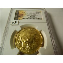 Gold 2013 $50 Buffalo, NGC graded MS70, ONE Oz. Fine Gold