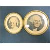 Image 1 : Very Old George & Martha Washington metal framed prints, 6" Round. Note: Martha missing glass