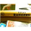 Image 1 : Wooden Texas Rangers Bat Display with Forty-Four (44) Baseball Cards/ Nolan Ryan all in Rangers Uni
