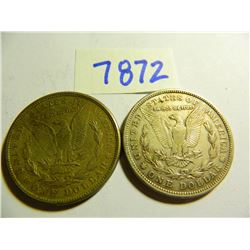 Two (2) 1921-S Silver Morgan Dollars, Both One Money, 90% Silver