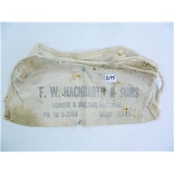 F.W. Hackbarth & Sons, Lumber and Building Material Nail Pouch. Sealy, Texas. Old, Cotton.