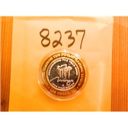 .999 Fine Silver Casino $10 Strike/Token, ASW=.60oz, The Mirage, Las Vegas. Celebrating the Yr 2000