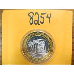 .999 Fine silver casino $10 token/strike ASW= .60 oz.
