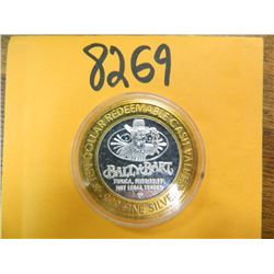 .999 Fine silver casino $10 token/strike ASW= .60 oz.