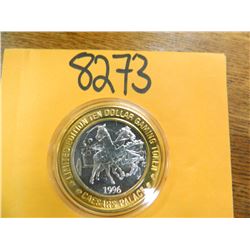 .999 Fine silver casino $10 token/strike ASW= .60 oz.