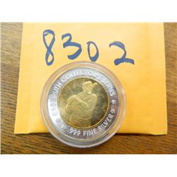 .999 Fine silver casino $10 token/strike ASW= .60 oz.