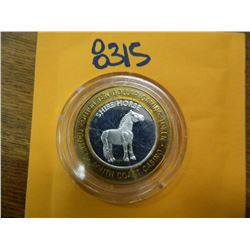 .999 Fine silver casino $10 token/strike ASW= .60 oz.