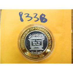 .999 Fine silver casino $10 token/strike ASW= .60 oz.