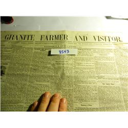 October 7th 1854 Granite Farmer and Visitor, 4 page Newspaper, Manchester, New Hampshire