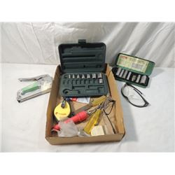 TOOL LOT SOCKETS STAPLE GUN CHALK LINE MORE