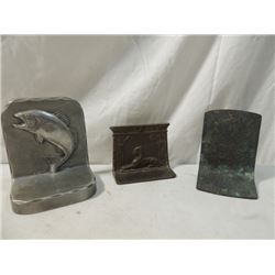 3 VINTAGE BOOKENDS BOOK ENDS BRASS MORE