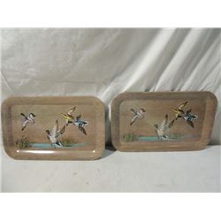 PAIR 1964 J L CLARK NOS TIN TRAYS DUCKS HUNTING
