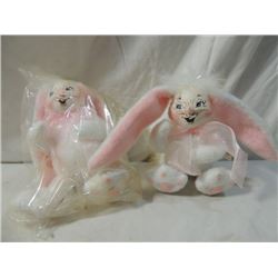 PAIR ANNALEE VINTAGE EASTER BUNNY PLUSH