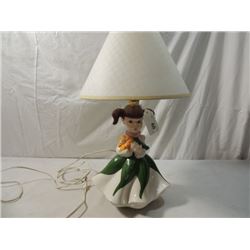 LITTLE GIRL HOLDING FLOWER CERAMIC LAMP TABLE