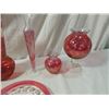 Image 2 : RUBY RED FLASH GLASSWARE LOT VASES PLATES MORE