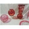 Image 3 : RUBY RED FLASH GLASSWARE LOT VASES PLATES MORE