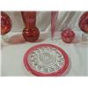Image 4 : RUBY RED FLASH GLASSWARE LOT VASES PLATES MORE