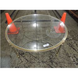 ROUND CONTEMPORARY GLASS TOP COFFEE TABLE