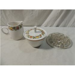 LOT GLASS FROG FRANCISCAN SUGAR CREAMER