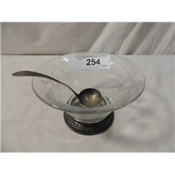SILVERPLATE TRIM CUT GLASS CRYSTAL BOWL SPOON