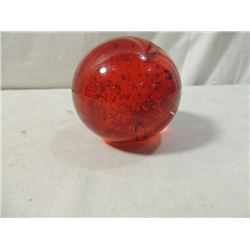 DEEP RED HAND BLOWN PAPER WEIGHT