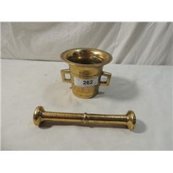 BRASS MORTAR PESTLE ASIAN INSPIRED 1950'S