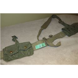 WWII Canadian P37 web belt (combat) c/w 2 P37 cartridge carrier