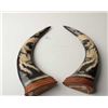 Image 1 : Finely carved buffalo horns from South East Asia  brought home by a G.I. in Vietnam era. Est.:  $100