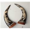 Image 2 : Finely carved buffalo horns from South East Asia  brought home by a G.I. in Vietnam era. Est.:  $100