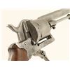 Image 4 : French pinfire revolver, 7.65mm caliber, 3.5”  octagon barrel, S/N 22, wood grips in overall fair  t