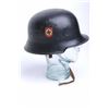 Image 3 : German Nazi era Police helmet with double decals  and liner with chin strap intact. 80%-90% original