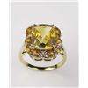Image 1 : Estate vintage design ladies ring set with a  center checkerboard cut Citrine weighing approx.  10.0