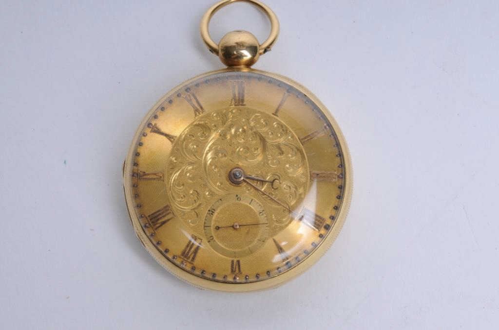 Fancy Mid-19th century English pocket watch in 18K gold. Hallmarked ...