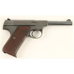Colt Woodsman semi-automatic pistol, .22LR  caliber, 4.5” barrel, S/N 144393, blued finish,  checker