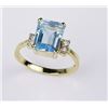 Image 1 : Vibrant FINE emerald cut Aquamarine and Diamond  ring with approx. 3.00 carat Aquamarine and 4  roun