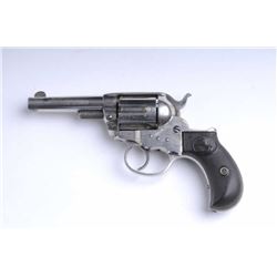 Colt Model 1877 ejectorless DA Lightning revolver,  .38 caliber, 3.5” barrel, nickel finish, etched