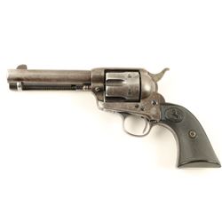 Colt SAA revolver, .44-40 caliber, 4.75” barrel,  S/N 221989, blued and case hardened finish,  check