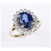 Image 2 : Stunning ladies ‘Princess Diana’ design ring set  with a fine Ceylon type color sapphire weighing  3