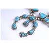 Image 2 : Silver squash blossom necklace with large  turquoise nuggets, approximately 16” hanging  length; fin