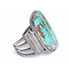 Image 2 : Older silver and turquoise bracelet with massive  stone, approximately 3” x  2”; beautiful patina.  