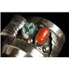 Image 2 : David F. Garcia signed Watchband cuff with  Turquoise and Coral. An Early Piece by Famous  Silver Sm