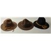 Image 1 : Lot of 3 U.S. military campaign hats including an  original WW I with yellow cavalry cord; a WW II  