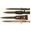 Image 2 : Lot of 2 Mauser bayonets with metal sheaths and  leather hangers; both in overall good condition.   