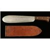 Image 1 : U.S.M.C. bolo knife with leather sheath in overall  good to very good condition; sheath is marked  “