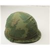 Image 1 : U.S. Vietnam-era helmet with liner and camo cover  in overall very good condition.       Est.:   $75