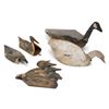 Image 6 : Lot of 2 metal and 6 fiberboard old water fowl  decoys including a large metal goose decoy with  the
