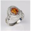 Image 2 : Incredible ladies ring set with a center Orange  Sapphire weighing approx. 2.50 carats and micro  se