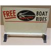 Image 1 : Painted metal advertising sign for Free Mercury  Boat Rides; approximately 18” x  24” overall  inclu