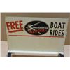 Image 2 : Painted metal advertising sign for Free Mercury  Boat Rides; approximately 18” x  24” overall  inclu