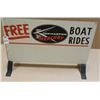 Image 3 : Painted metal advertising sign for Free Mercury  Boat Rides; approximately 18” x  24” overall  inclu